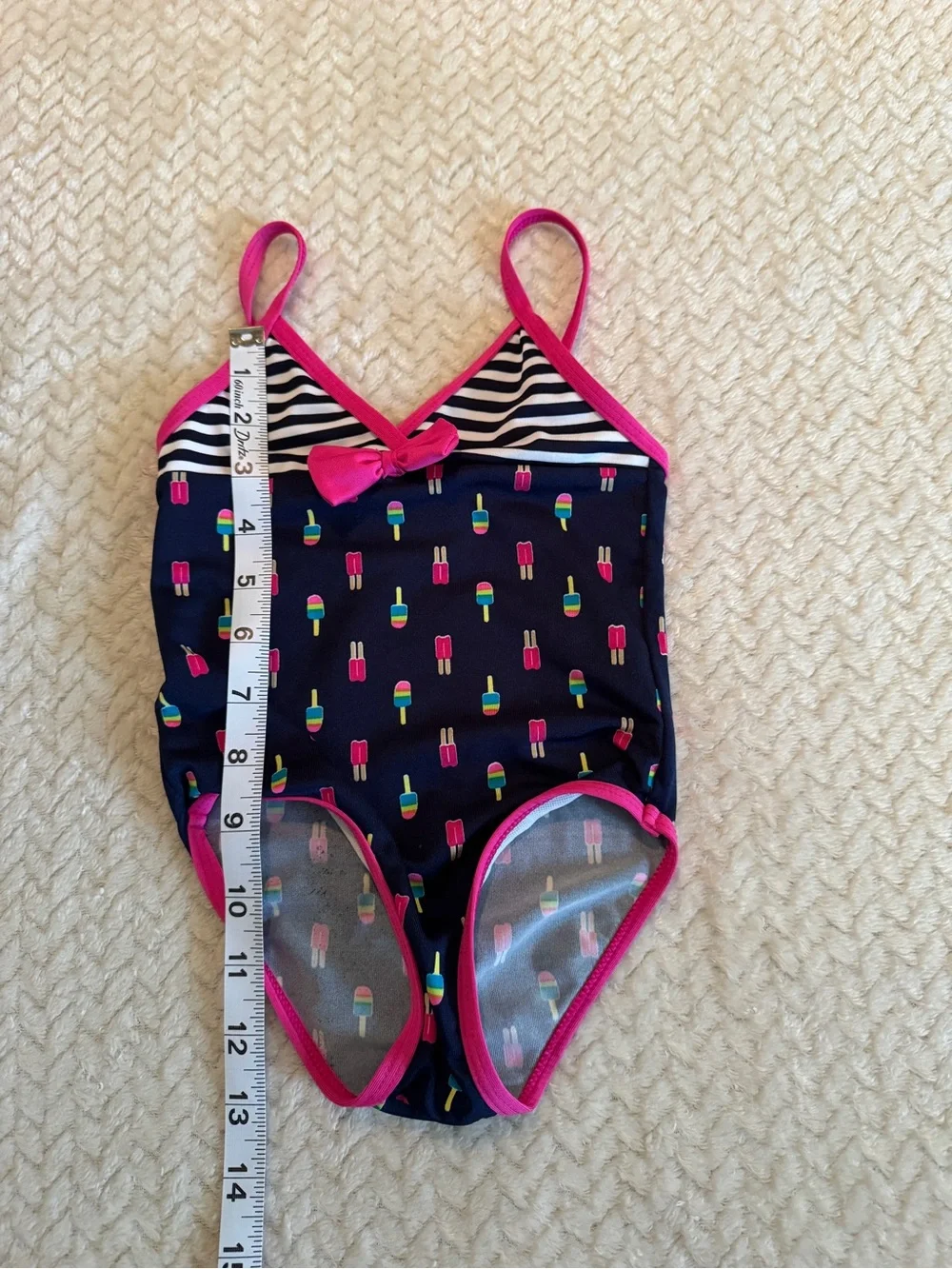 Wippette Navy One-Piece Swimsuit with Hot Pink Trim and‎ Popsicle Print